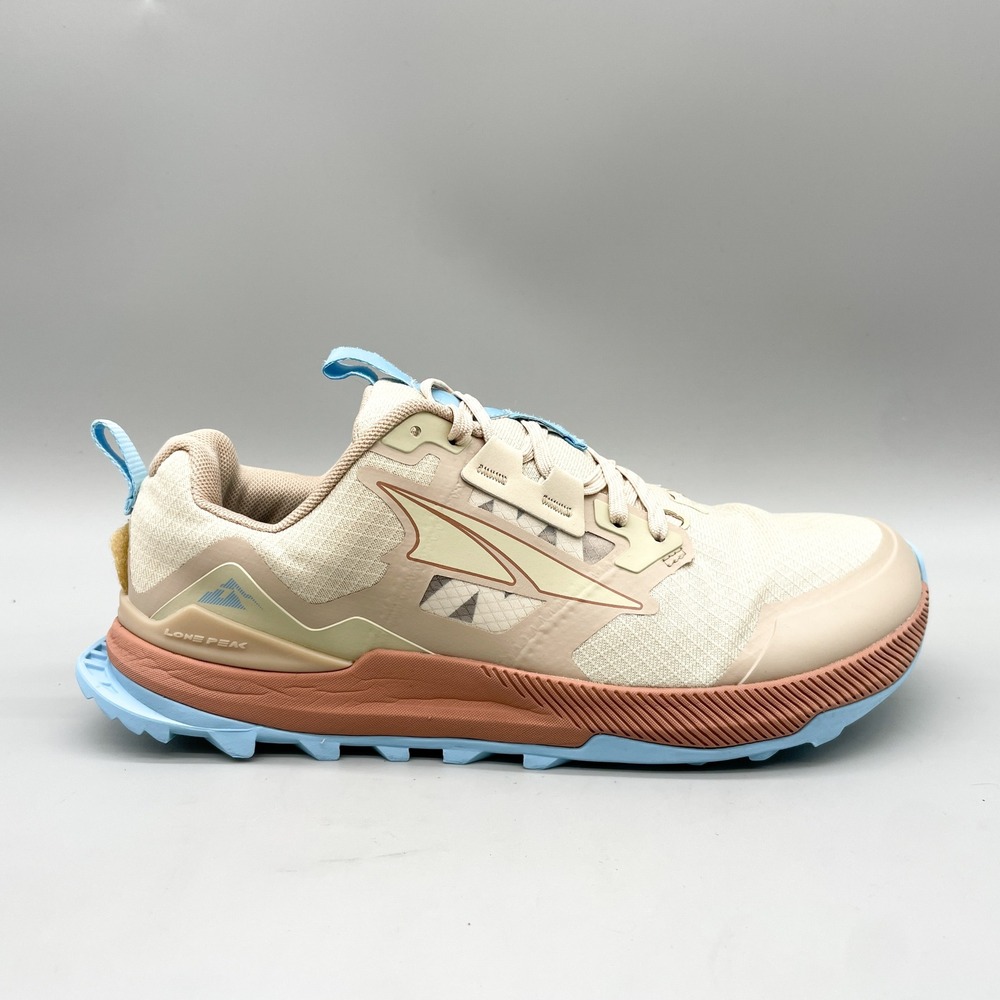 Altra Womens 8 Lone Peak 7 Trail Running Shoes Tan Blue Sneaker Gorpcore Hiking